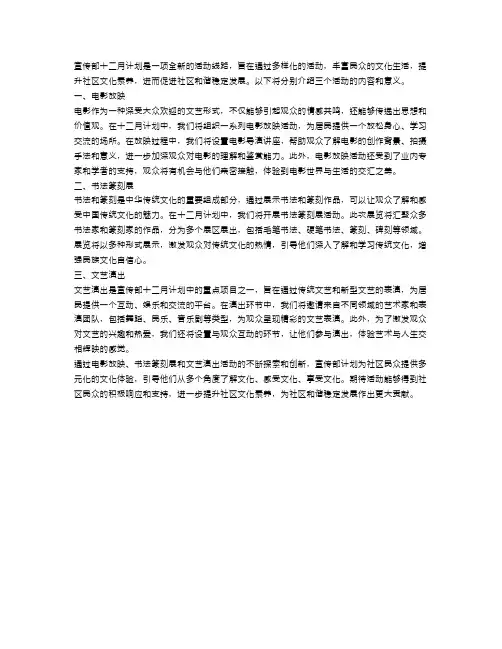 宣传部十二月计划3篇