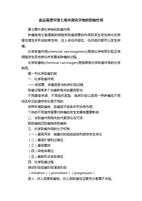 食品毒理学第七章外源化学物的致癌作用