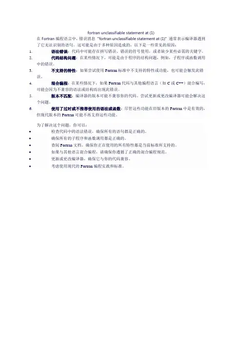 fortran unclassifiable statement at (1)