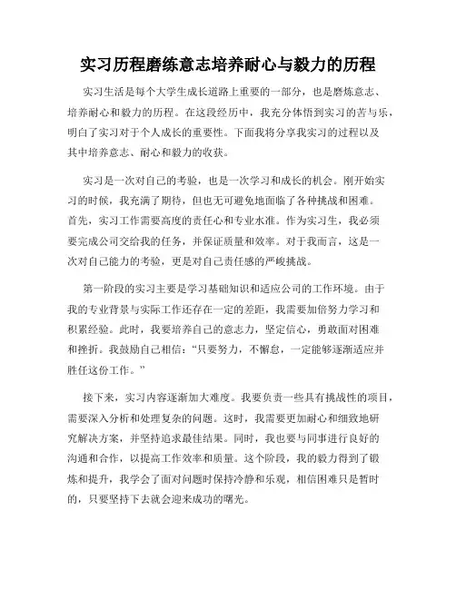 实习历程磨练意志培养耐心与毅力的历程