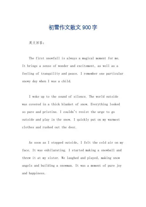 初雪作文散文900字