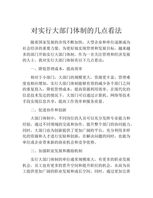 对实行大部门体制的几点看法
