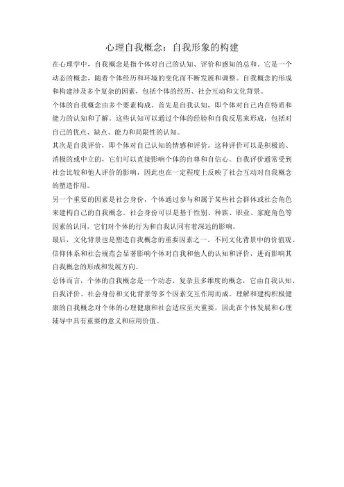 心理自我概念：自我形象的构建
