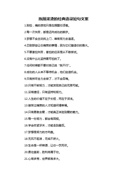 热辣滚烫的经典语录短句文案-概述说明以及解释