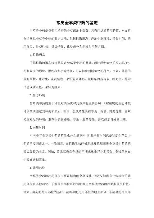 常见全草类中药的鉴定
