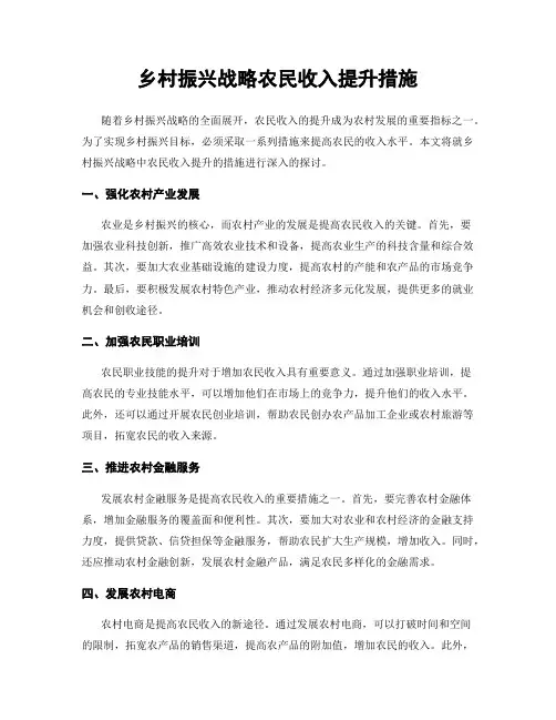 乡村振兴战略农民收入提升措施