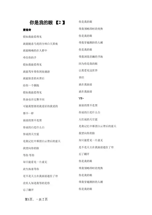 《你是我的眼》歌词