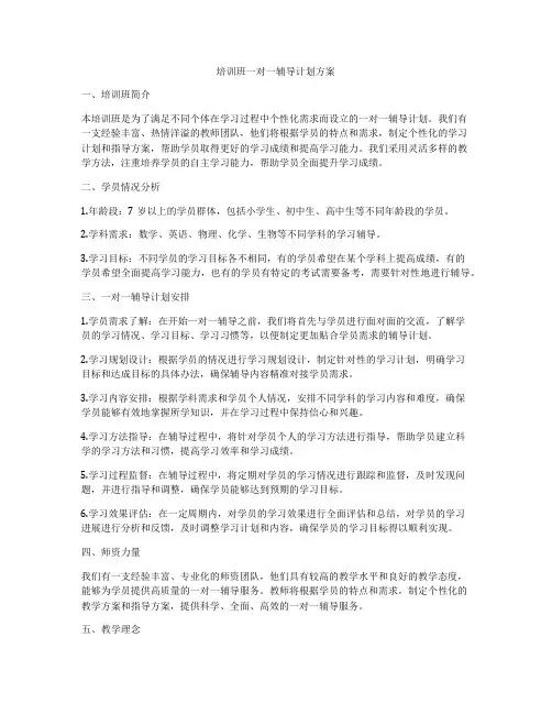 培训班一对一辅导计划方案