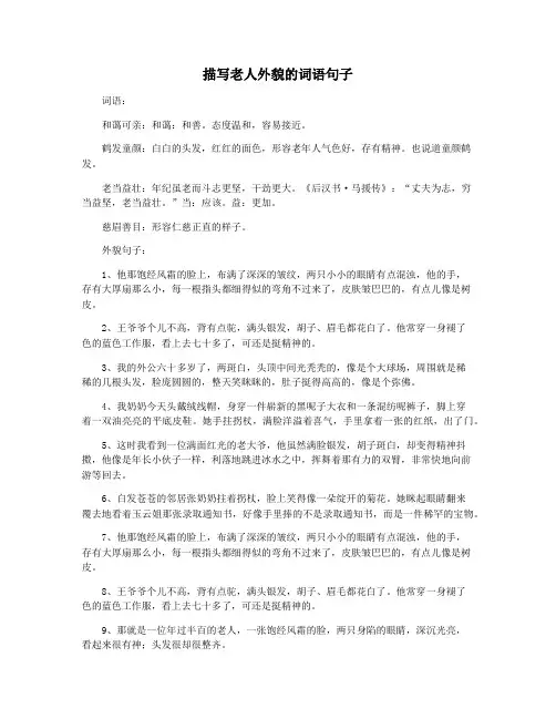 描写老人外貌的词语句子