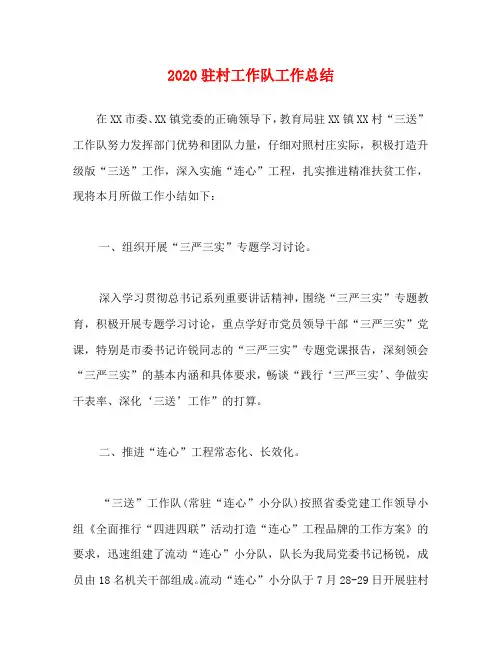 2020驻村工作队工作总结