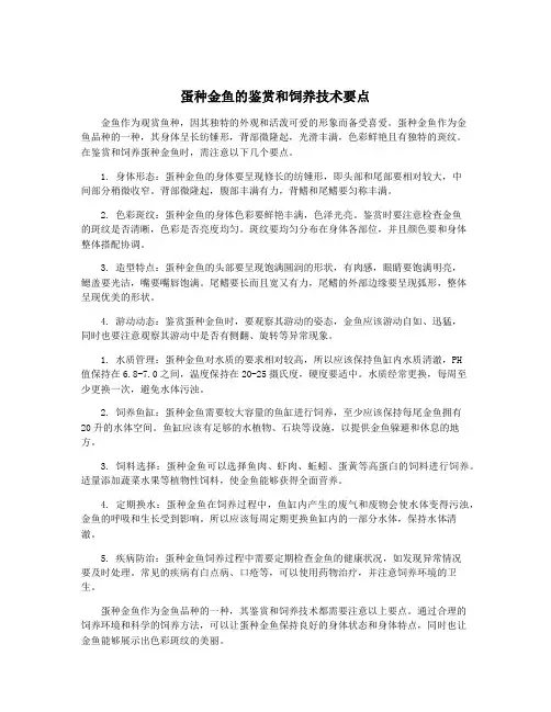 蛋种金鱼的鉴赏和饲养技术要点