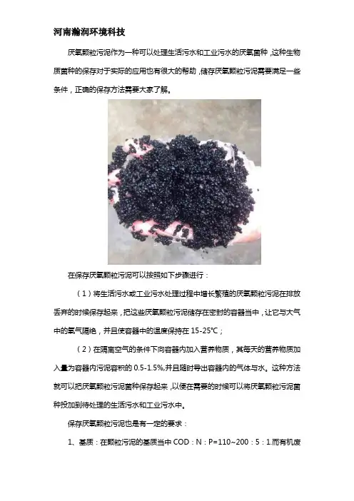 厌氧颗粒污泥应该如何保存效果才更好