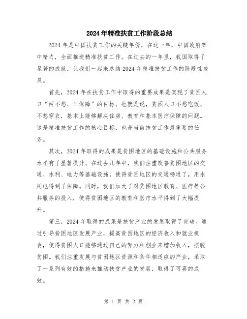 2024年精准扶贫工作阶段总结