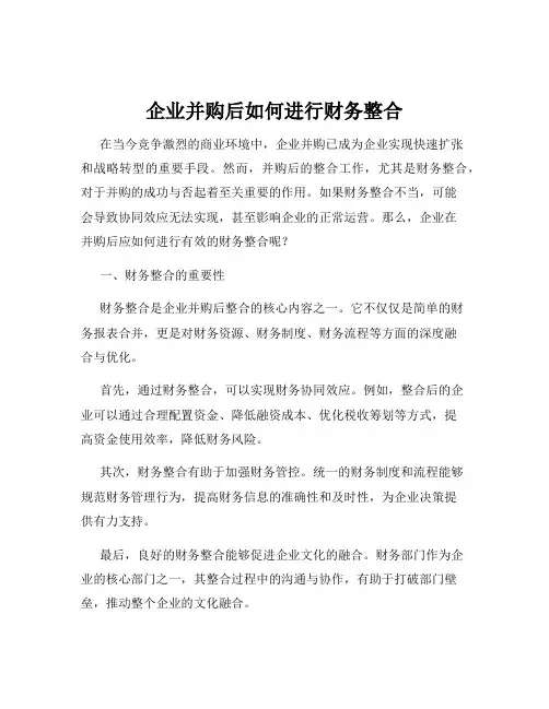 企业并购后如何进行财务整合