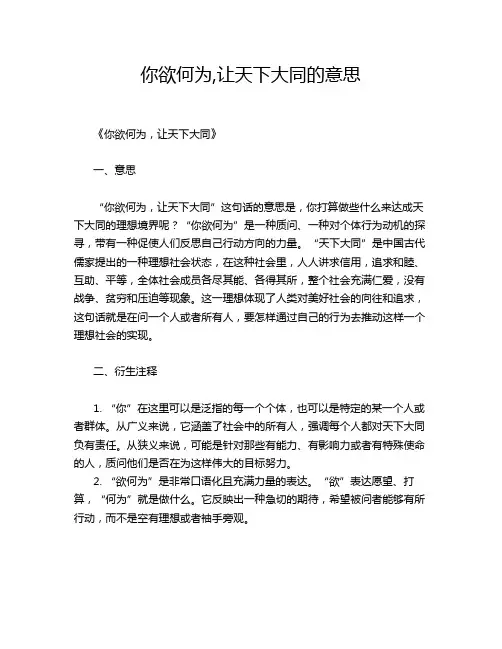 你欲何为,让天下大同的意思