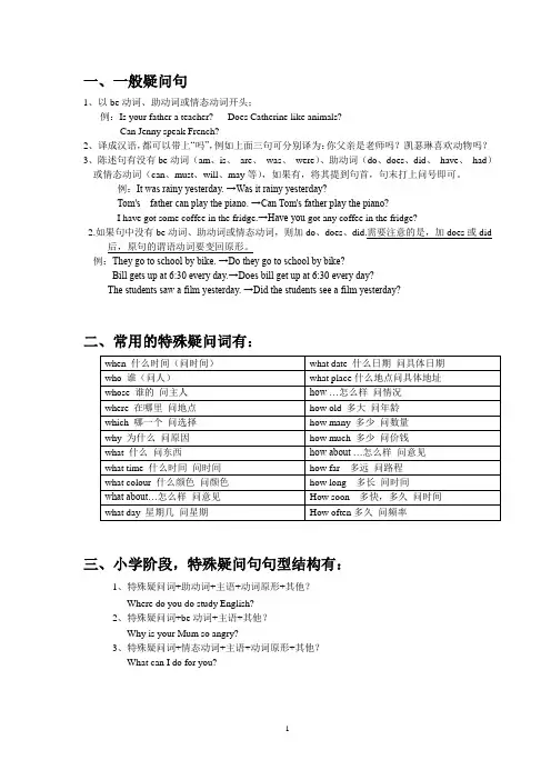 小学英语一般疑问句和特殊疑问句精讲及练习