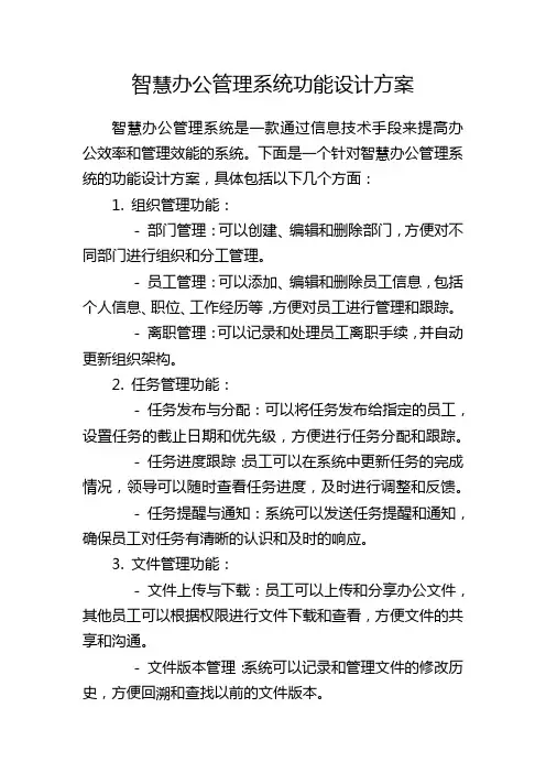 智慧办公管理系统功能设计方案