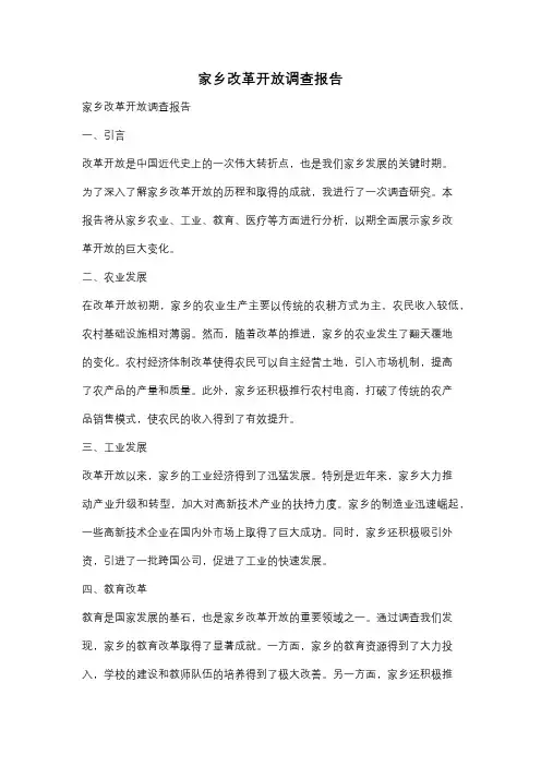家乡改革开放调查报告