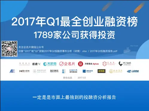 2017年Q1最全创业融资榜：1789家公司获得投资