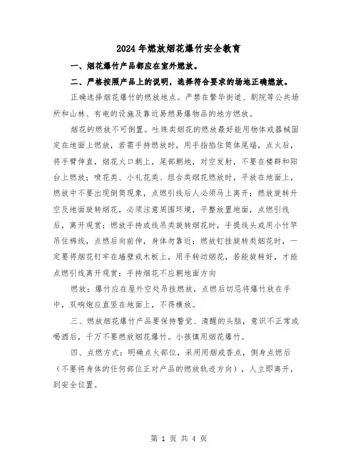 2024年燃放烟花爆竹安全教育（2篇）