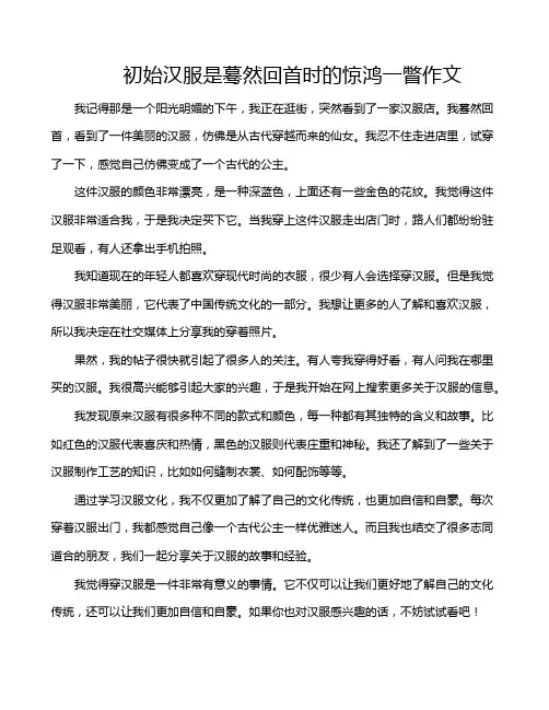 初始汉服是蓦然回首时的惊鸿一瞥作文