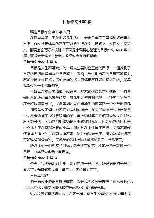 精选目标作文400字5篇