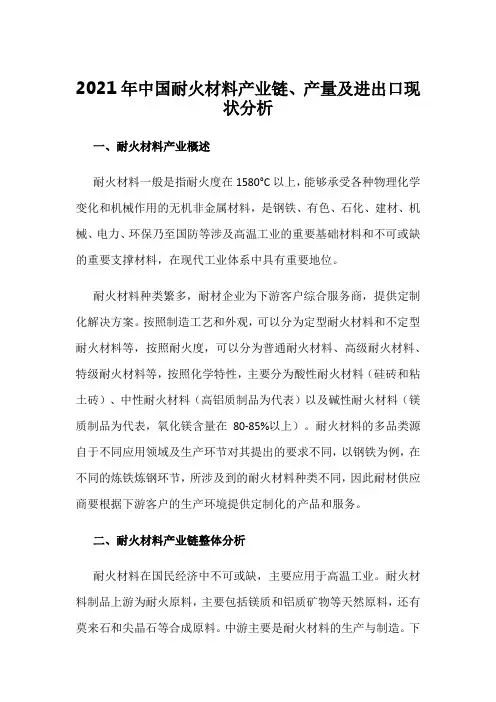 2021年中国耐火材料产业链、产量及进出口现状分析