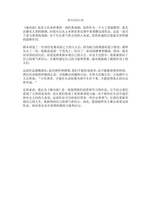 暴风雨读后感