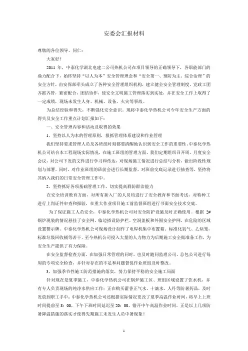 安委会汇报材料