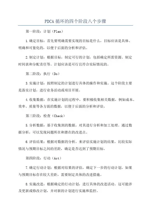 PDCA循环的四个阶段八个步骤