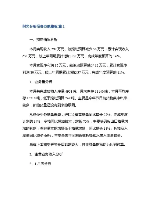 财务分析报告万能模板集合