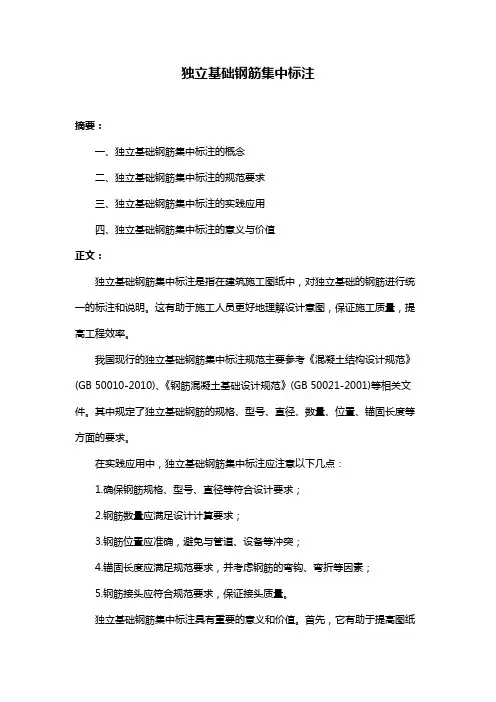 独立基础钢筋集中标注