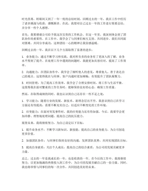 工作总结的个人感想简短