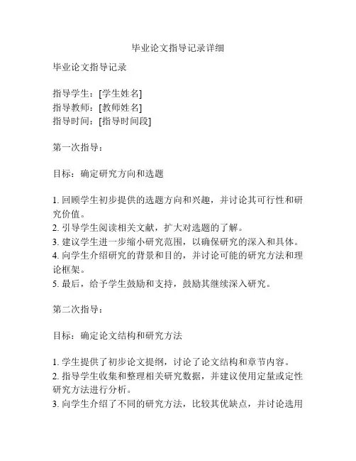 毕业论文指导记录详细