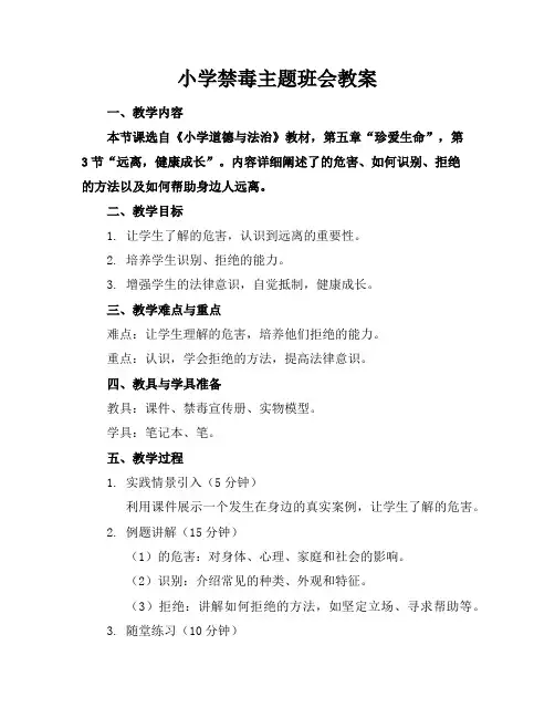 小学禁毒主题班会教案