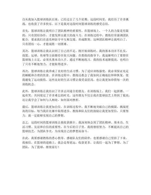 篮球训练感受总结范文