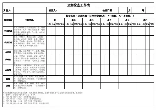 卫生检查表工作表