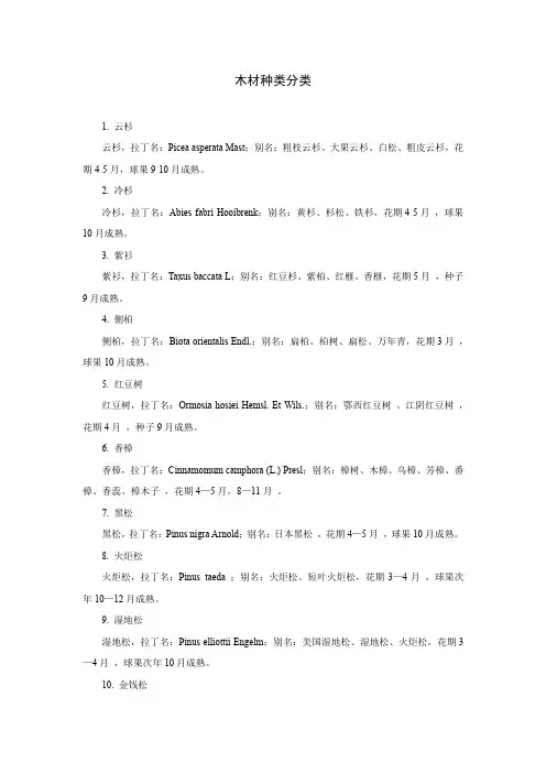 木材种类分类