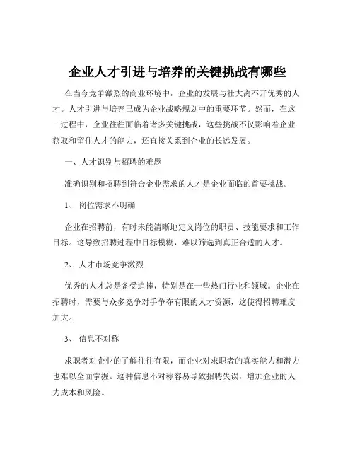 企业人才引进与培养的关键挑战有哪些