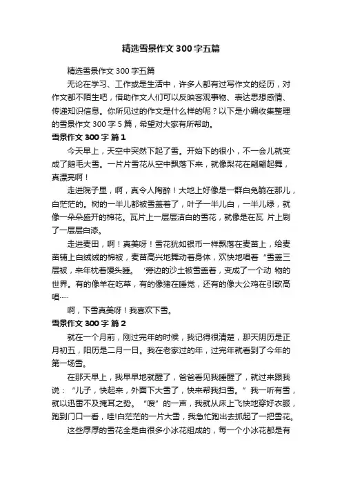 精选雪景作文300字五篇