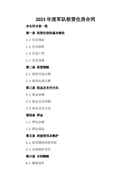 2024年度军队租赁住房合同