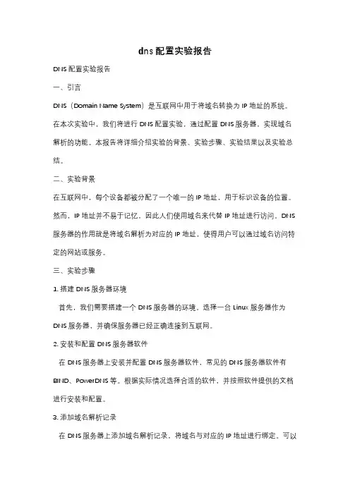 dns配置实验报告