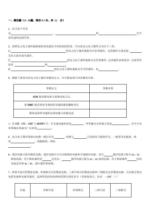 电力电子技术考试试题(doc 8页)(优秀课件)