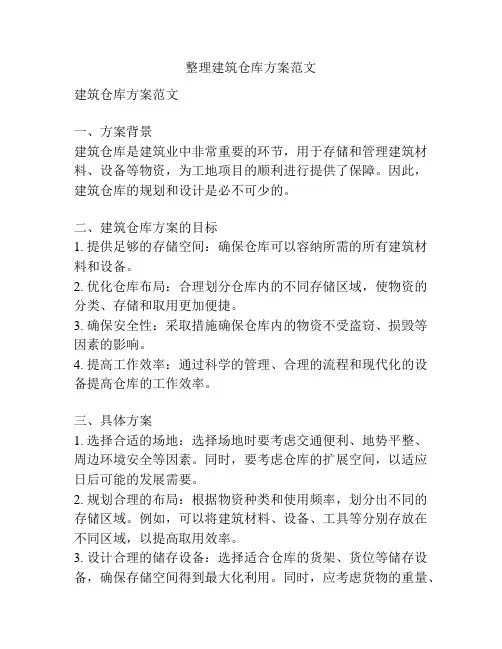 整理建筑仓库方案范文