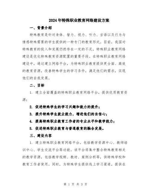 2024年特殊职业教育网络建设方案