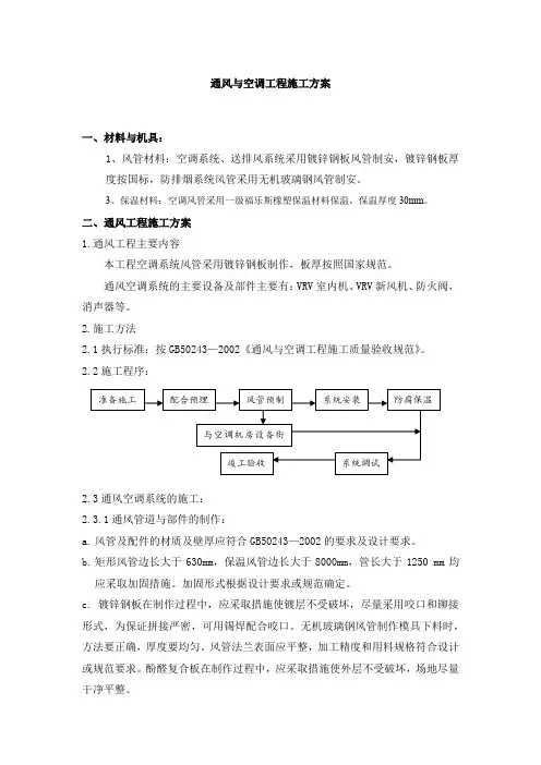 通风与空调工程施工方案