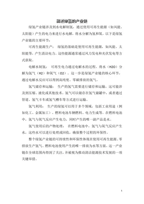 简述绿氢的产业链