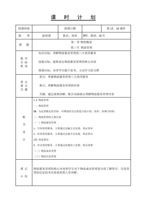 物流基础-教案——15-16 物流管理