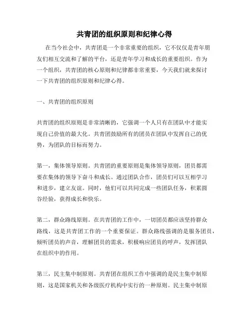 共青团的组织原则和纪律心得