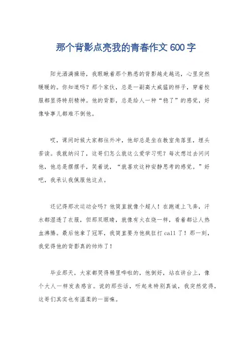 那个背影点亮我的青春作文600字